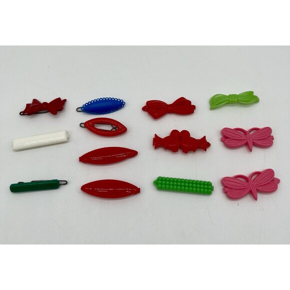 Lot of 13 Vintage VTG Clip 1 1/2" Goody Baby Girl Barrettes Bows Plastic & Metal - Picture 1 of 9